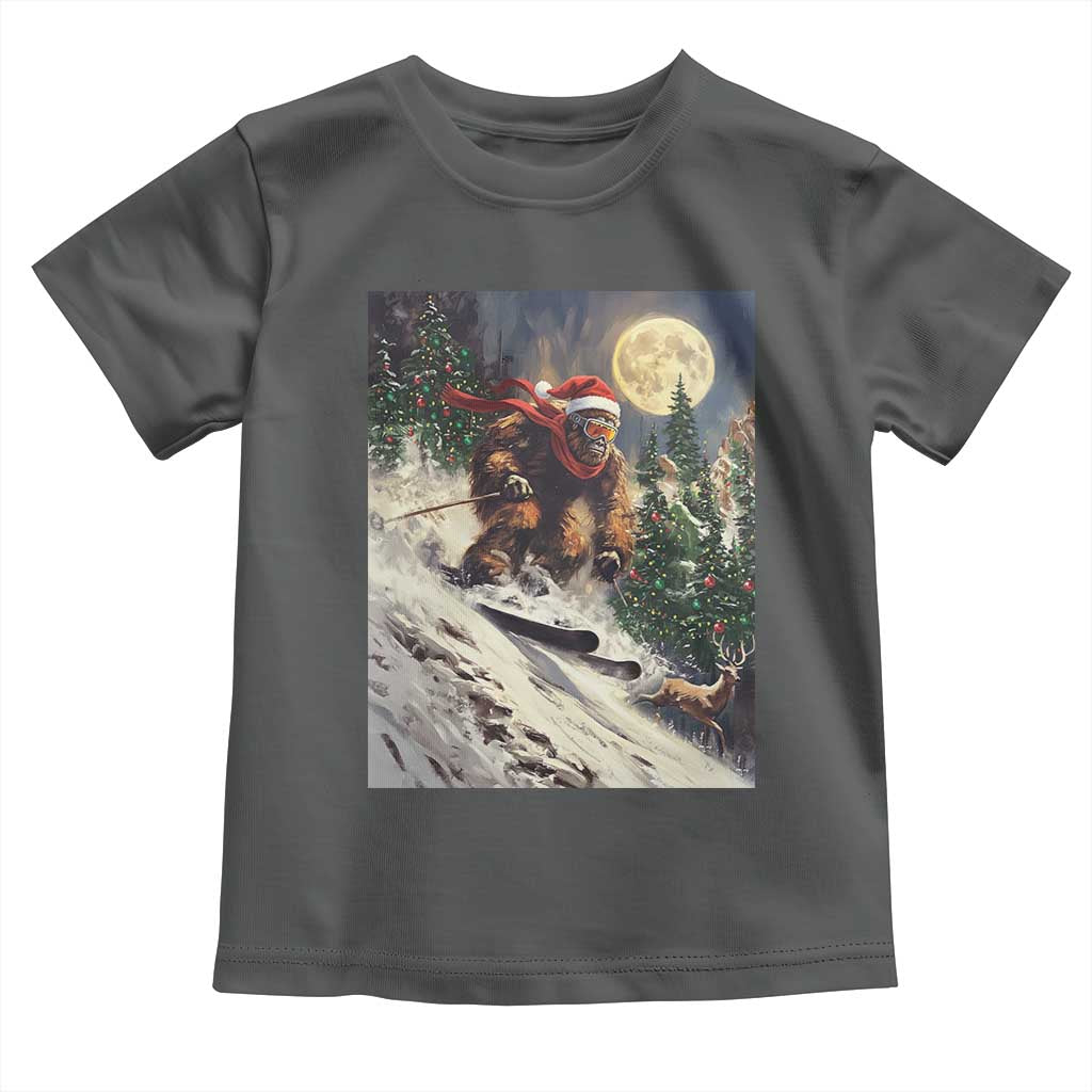 Christmas Bigfoot Skiing Toddler T Shirt Funny Santa Sasquatch Snowboard Ski Lover Skier - Wonder Print Shop