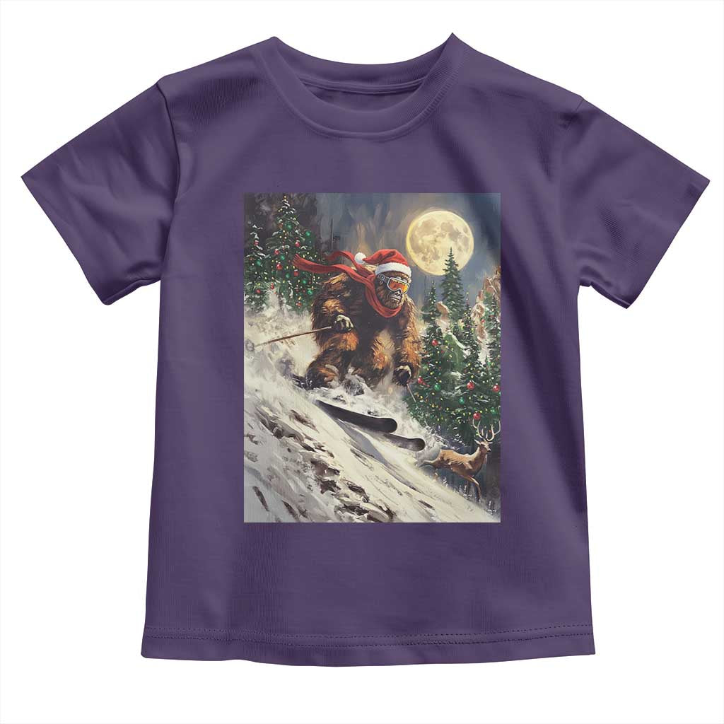 Christmas Bigfoot Skiing Toddler T Shirt Funny Santa Sasquatch Snowboard Ski Lover Skier - Wonder Print Shop