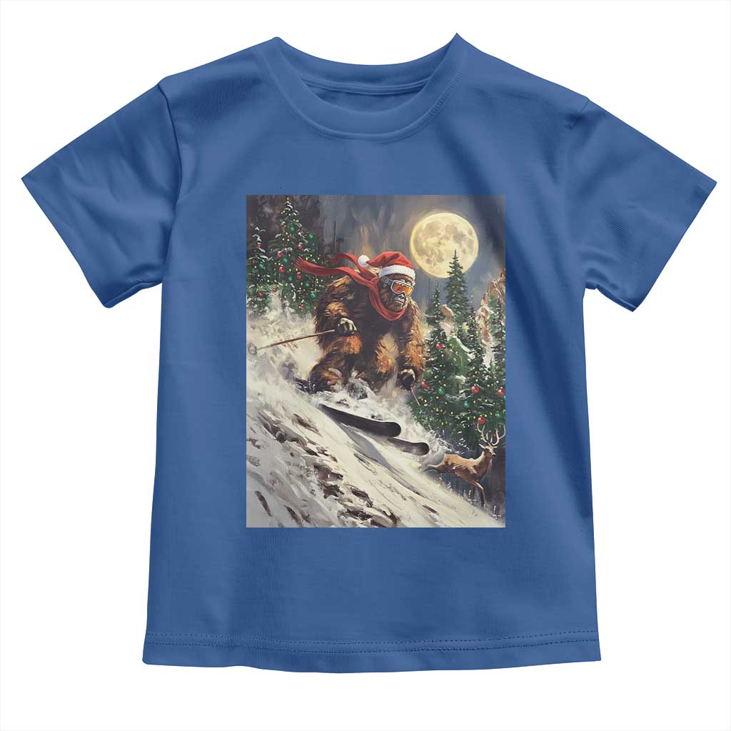 Christmas Bigfoot Skiing Toddler T Shirt Funny Santa Sasquatch Snowboard Ski Lover Skier - Wonder Print Shop