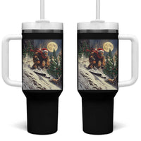 Christmas Bigfoot Skiing Tumbler With Handle Funny Santa Sasquatch Snowboard Ski Lover Skier - Wonder Print Shop