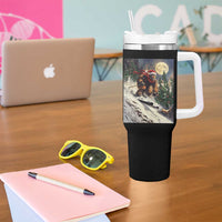 Christmas Bigfoot Skiing Tumbler With Handle Funny Santa Sasquatch Snowboard Ski Lover Skier - Wonder Print Shop