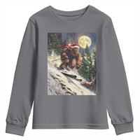 Christmas Bigfoot Skiing Youth Sweatshirt Funny Santa Sasquatch Snowboard Ski Lover Skier - Wonder Print Shop