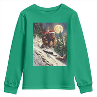 Christmas Bigfoot Skiing Youth Sweatshirt Funny Santa Sasquatch Snowboard Ski Lover Skier - Wonder Print Shop