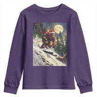 Christmas Bigfoot Skiing Youth Sweatshirt Funny Santa Sasquatch Snowboard Ski Lover Skier - Wonder Print Shop