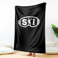 Bigfoot Skiing Throw Blanket Sasquatch Goggles Skiing Snow Ski Lover Skier - Wonder Print Shop