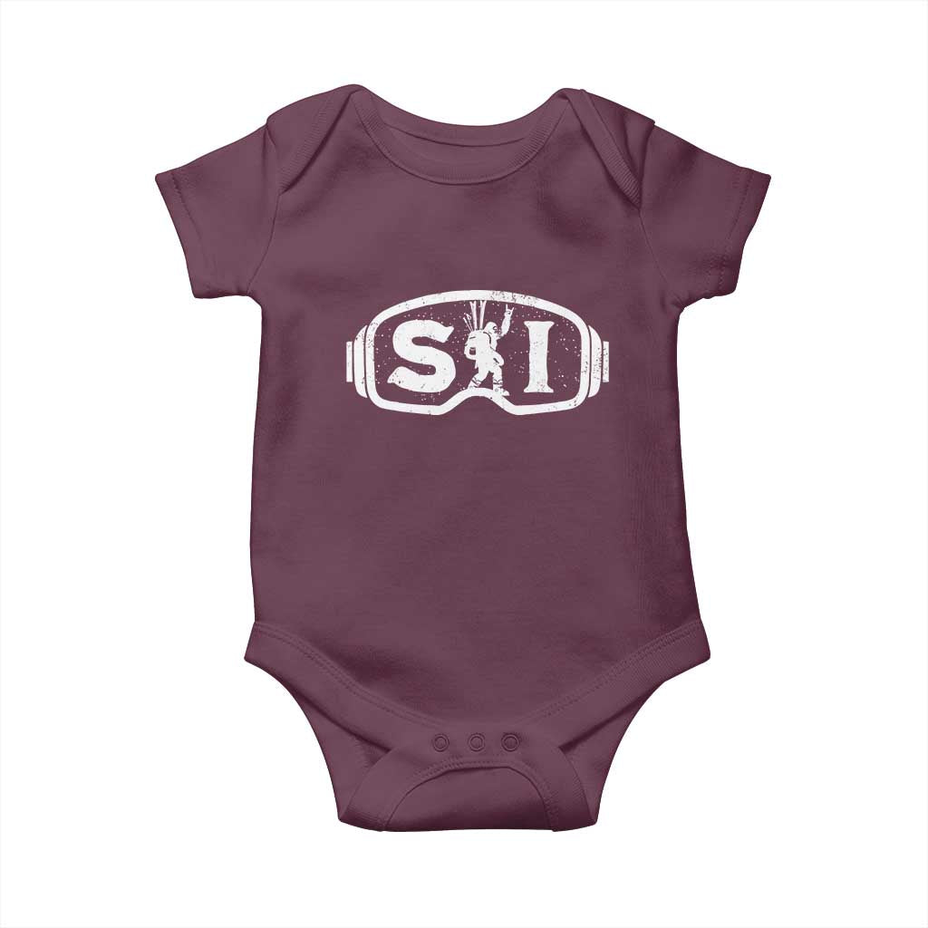 Bigfoot Skiing Baby Onesie Sasquatch Goggles Skiing Snow Ski Lover Skier - Wonder Print Shop