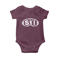 Bigfoot Skiing Baby Onesie Sasquatch Goggles Skiing Snow Ski Lover Skier - Wonder Print Shop