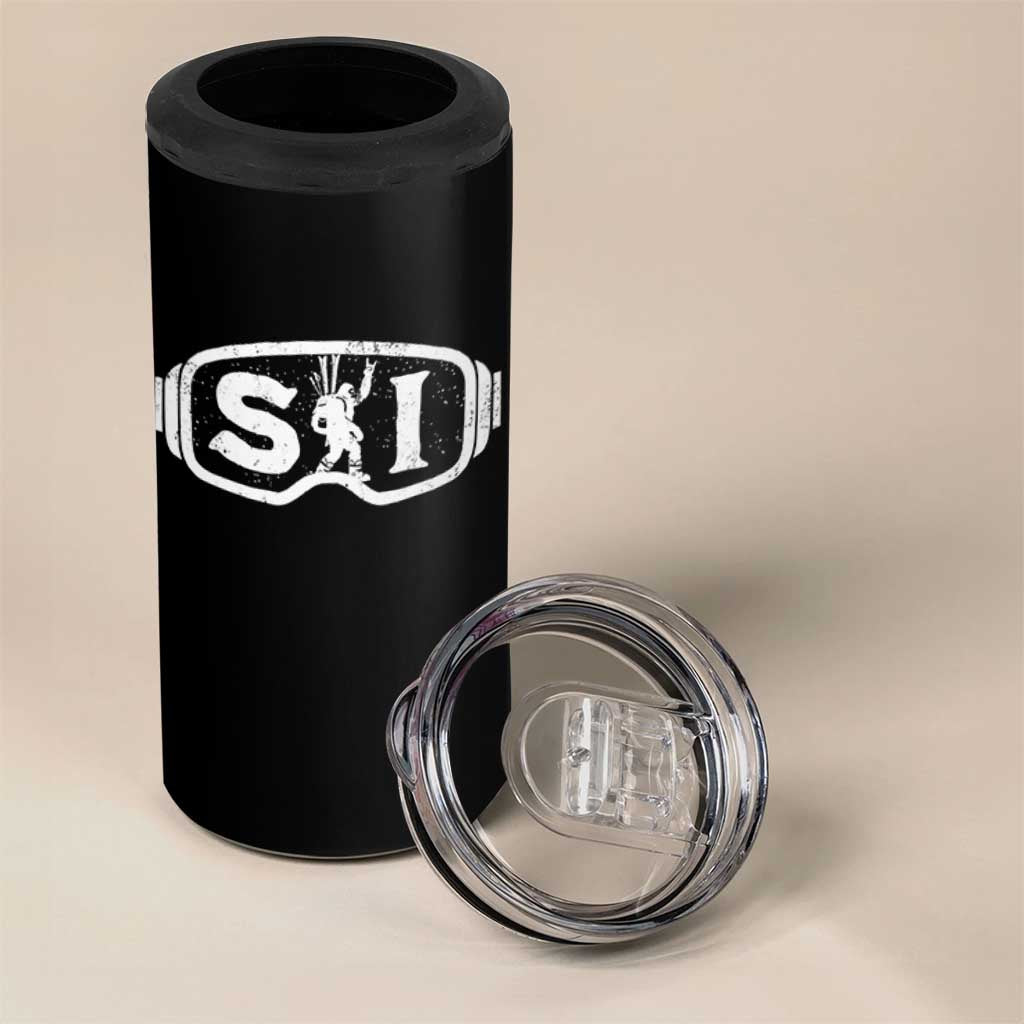 Bigfoot Skiing 4 in 1 Can Cooler Tumbler Sasquatch Goggles Skiing Snow Ski Lover Skier - Wonder Print Shop