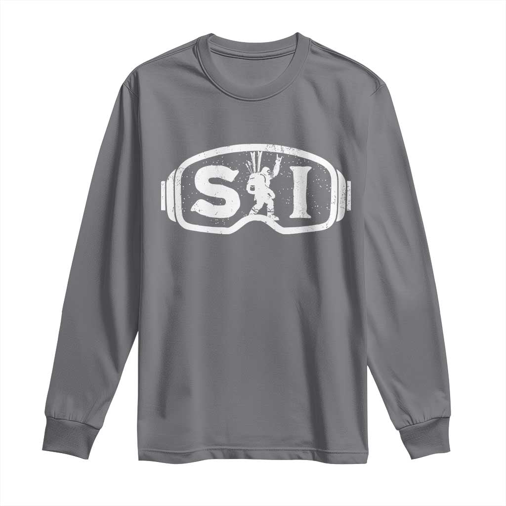 Bigfoot Skiing Long Sleeve Shirt Sasquatch Goggles Skiing Snow Ski Lover Skier - Wonder Print Shop