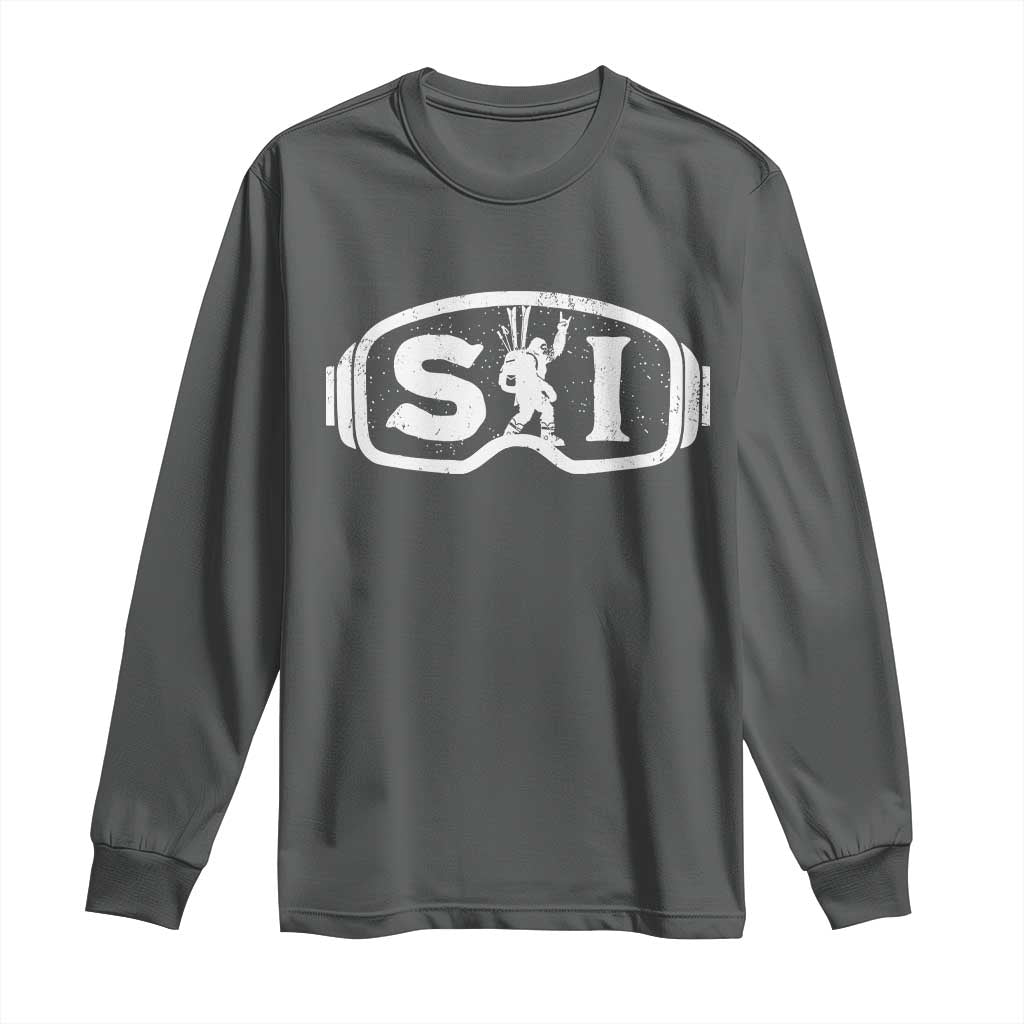 Bigfoot Skiing Long Sleeve Shirt Sasquatch Goggles Skiing Snow Ski Lover Skier - Wonder Print Shop