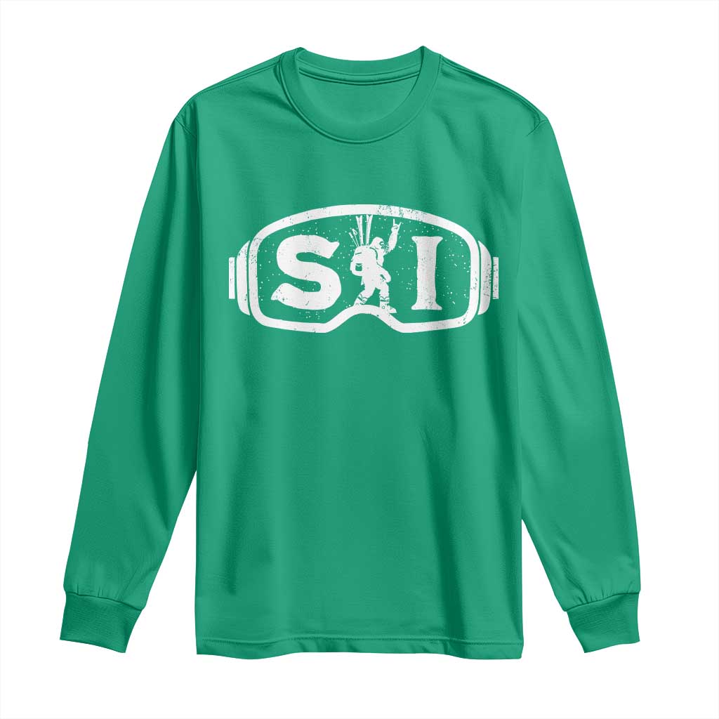 Bigfoot Skiing Long Sleeve Shirt Sasquatch Goggles Skiing Snow Ski Lover Skier - Wonder Print Shop