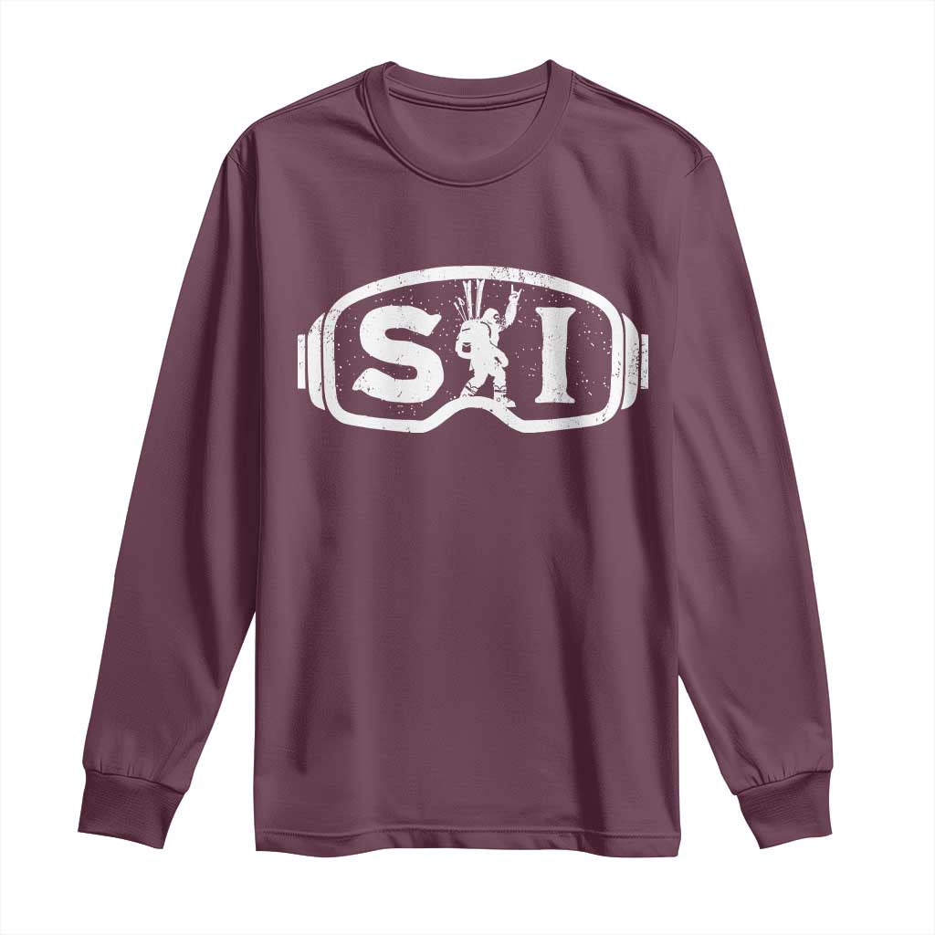 Bigfoot Skiing Long Sleeve Shirt Sasquatch Goggles Skiing Snow Ski Lover Skier - Wonder Print Shop