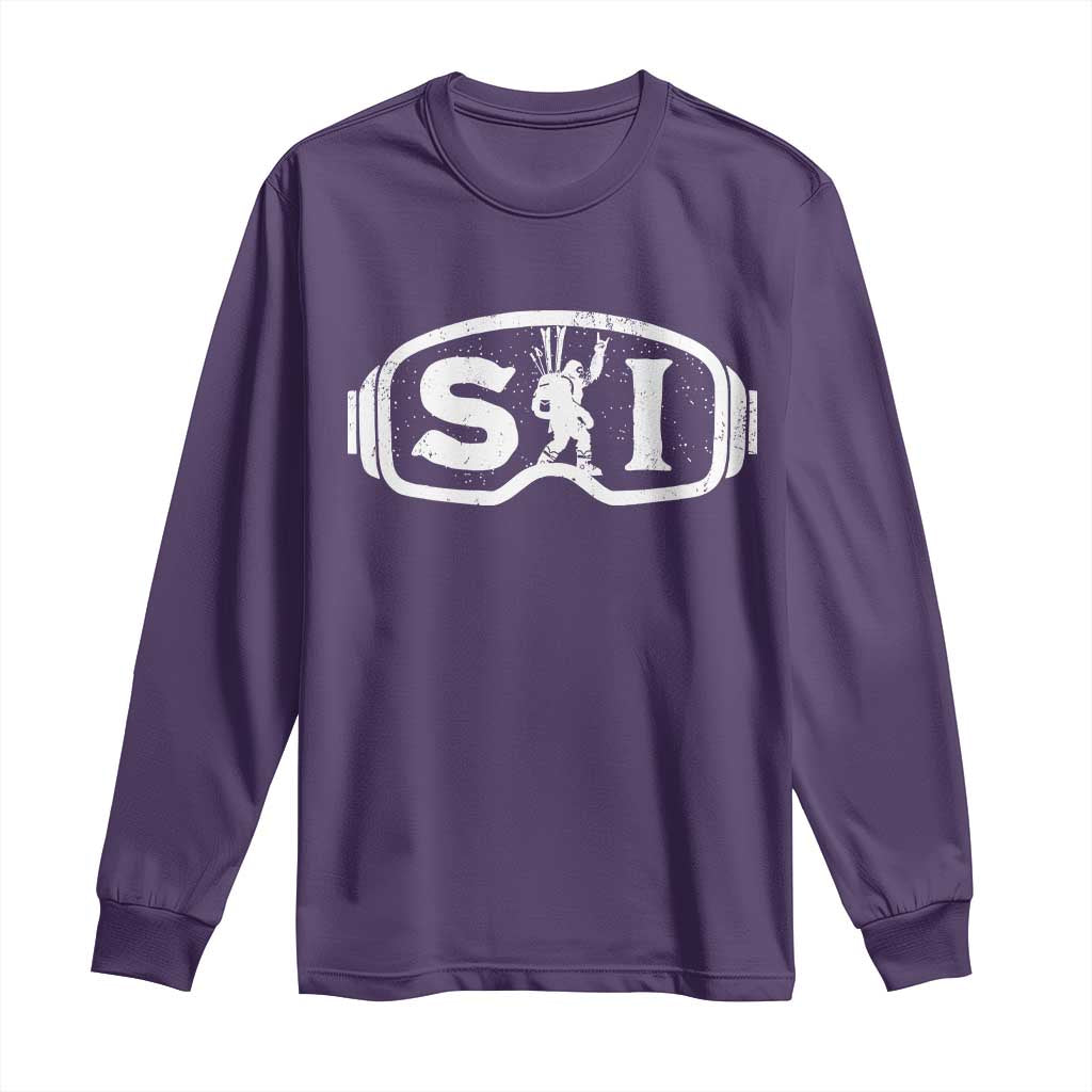 Bigfoot Skiing Long Sleeve Shirt Sasquatch Goggles Skiing Snow Ski Lover Skier - Wonder Print Shop