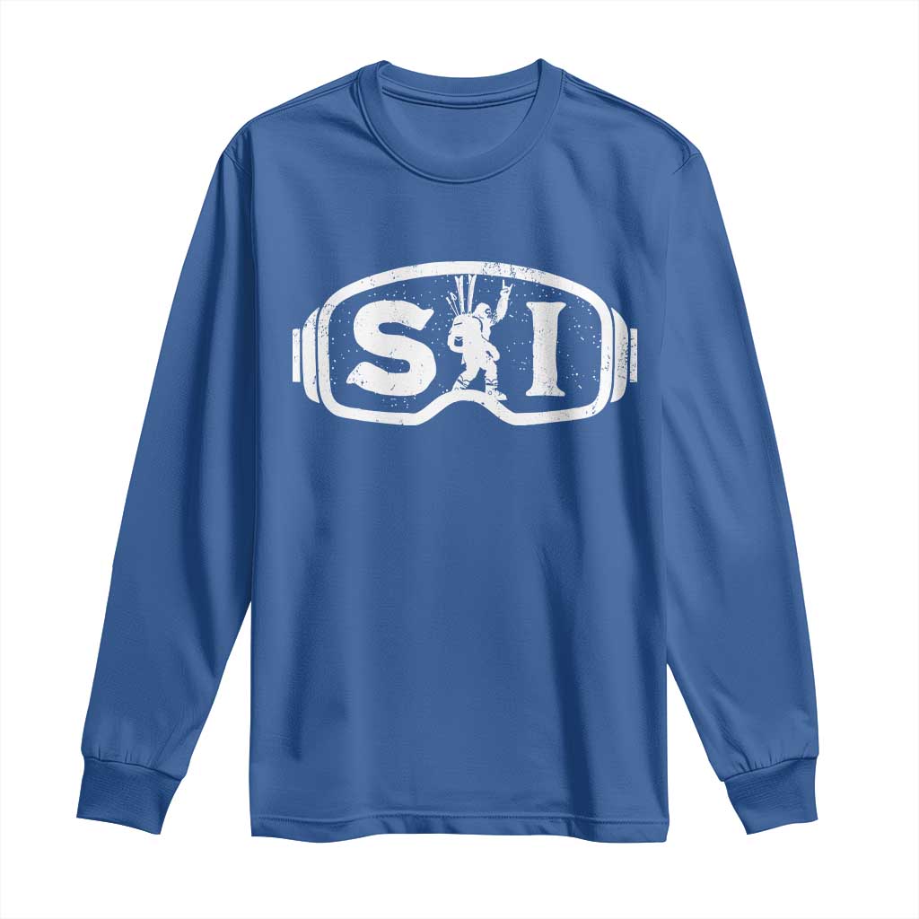 Bigfoot Skiing Long Sleeve Shirt Sasquatch Goggles Skiing Snow Ski Lover Skier - Wonder Print Shop