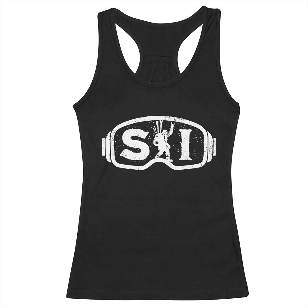 Bigfoot Skiing Racerback Tank Top Sasquatch Goggles Skiing Snow Ski Lover Skier - Wonder Print Shop