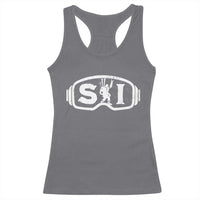 Bigfoot Skiing Racerback Tank Top Sasquatch Goggles Skiing Snow Ski Lover Skier - Wonder Print Shop