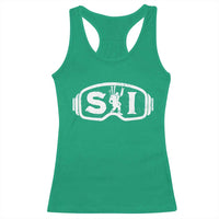 Bigfoot Skiing Racerback Tank Top Sasquatch Goggles Skiing Snow Ski Lover Skier - Wonder Print Shop