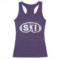 Bigfoot Skiing Racerback Tank Top Sasquatch Goggles Skiing Snow Ski Lover Skier - Wonder Print Shop