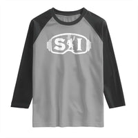 Bigfoot Skiing Raglan Shirt Sasquatch Goggles Skiing Snow Ski Lover Skier - Wonder Print Shop