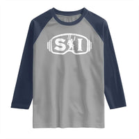 Bigfoot Skiing Raglan Shirt Sasquatch Goggles Skiing Snow Ski Lover Skier - Wonder Print Shop