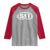 Bigfoot Skiing Raglan Shirt Sasquatch Goggles Skiing Snow Ski Lover Skier - Wonder Print Shop