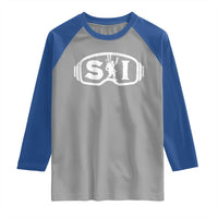 Bigfoot Skiing Raglan Shirt Sasquatch Goggles Skiing Snow Ski Lover Skier - Wonder Print Shop