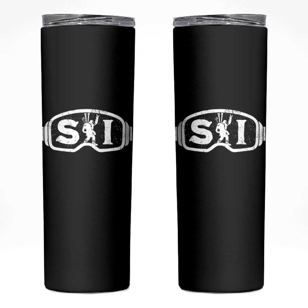 Bigfoot Skiing Skinny Tumbler Sasquatch Goggles Skiing Snow Ski Lover Skier - Wonder Print Shop