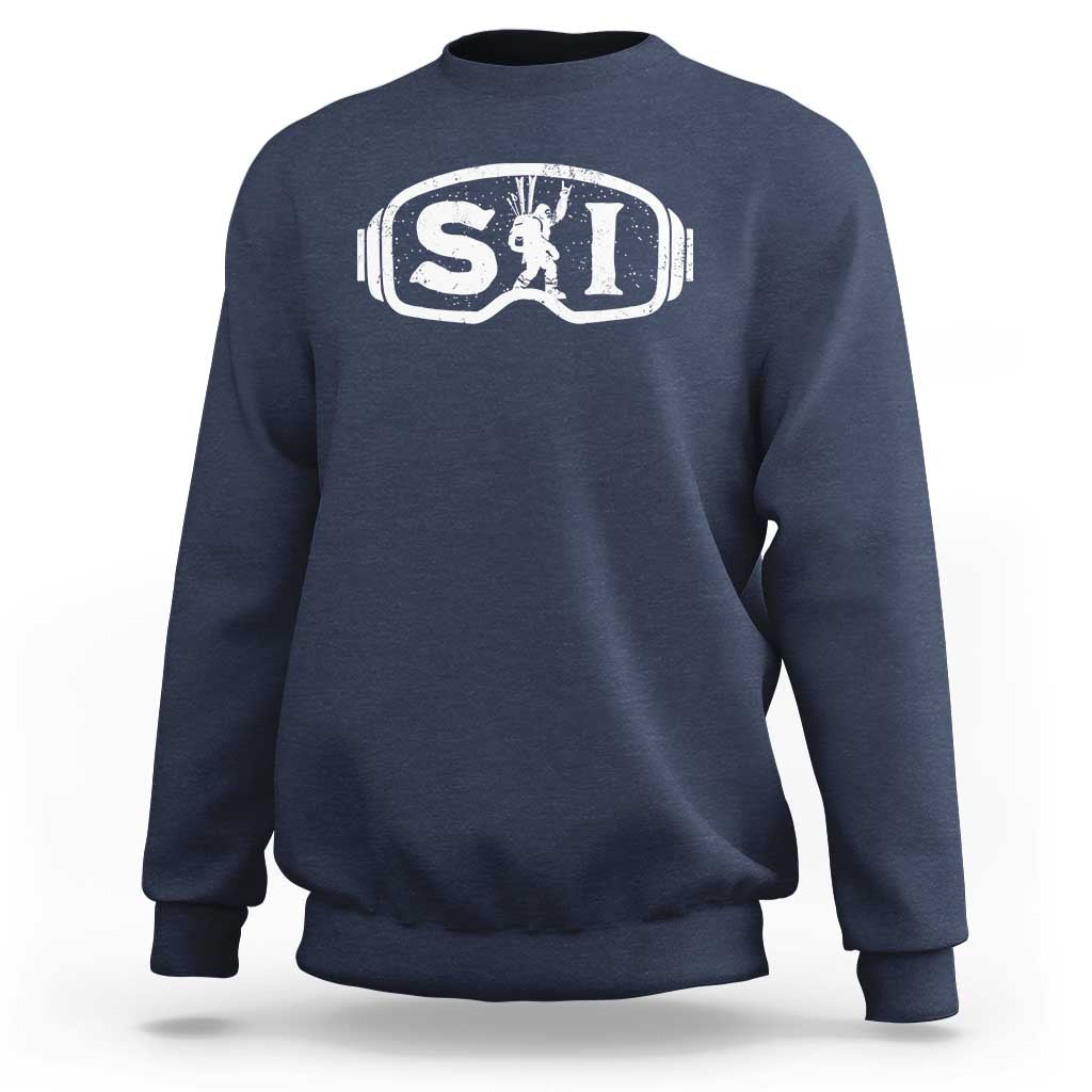 Bigfoot Skiing Sweatshirt Sasquatch Goggles Skiing Snow Ski Lover Skier - Wonder Print Shop