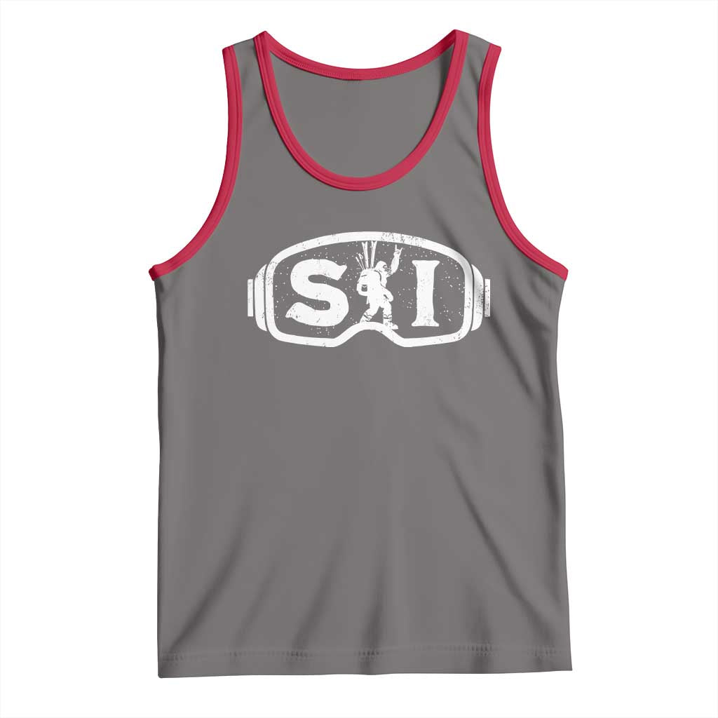 Bigfoot Skiing Tank Top Sasquatch Goggles Skiing Snow Ski Lover Skier - Wonder Print Shop