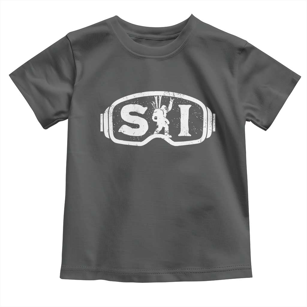 Bigfoot Skiing Toddler T Shirt Sasquatch Goggles Skiing Snow Ski Lover Skier - Wonder Print Shop