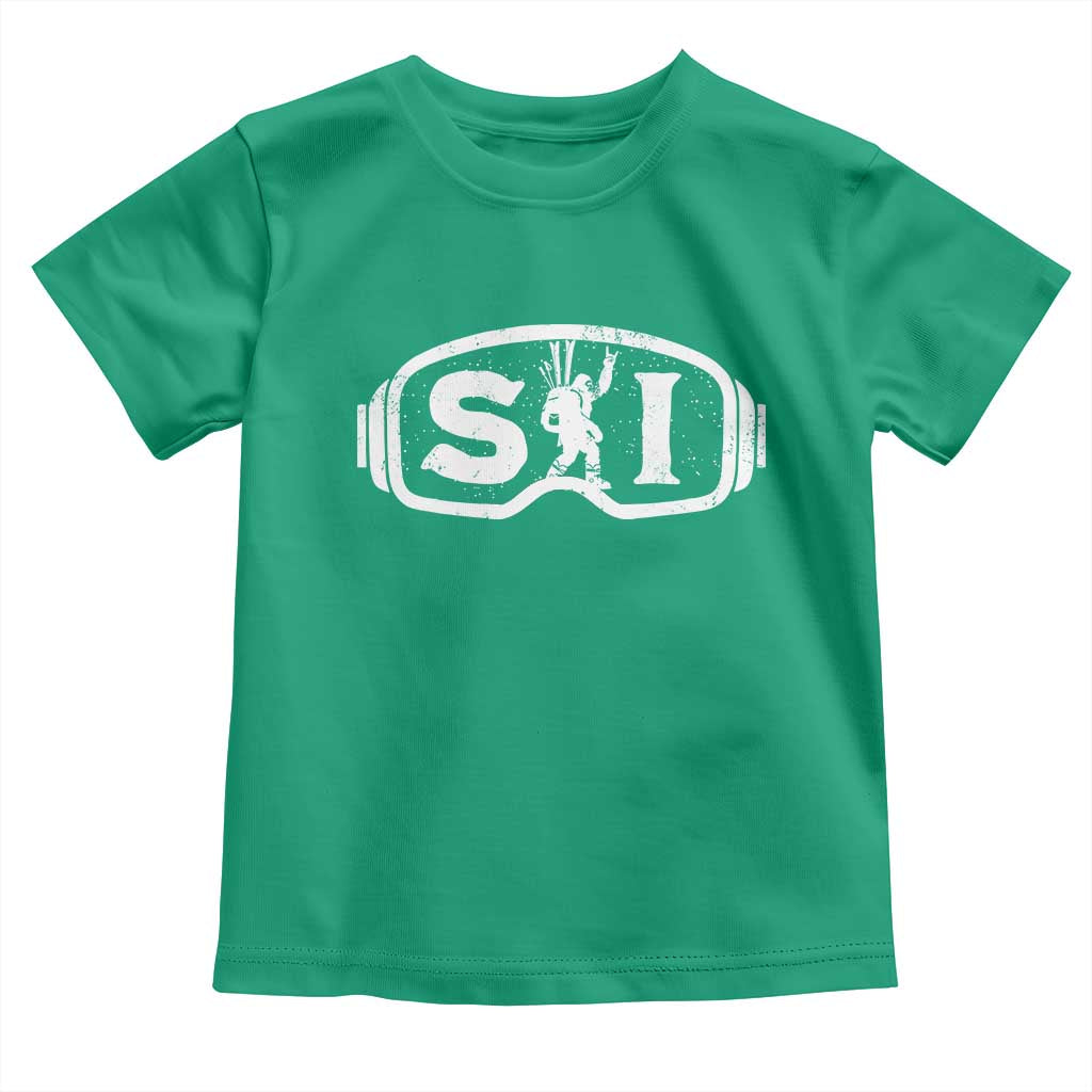 Bigfoot Skiing Toddler T Shirt Sasquatch Goggles Skiing Snow Ski Lover Skier - Wonder Print Shop