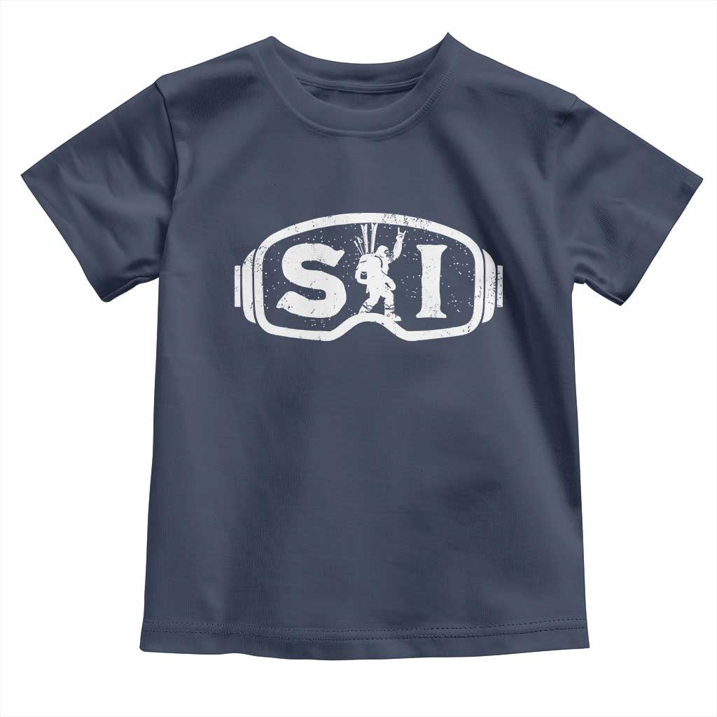 Bigfoot Skiing Toddler T Shirt Sasquatch Goggles Skiing Snow Ski Lover Skier - Wonder Print Shop
