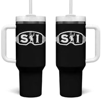 Bigfoot Skiing Tumbler With Handle Sasquatch Goggles Skiing Snow Ski Lover Skier - Wonder Print Shop