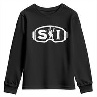 Bigfoot Skiing Youth Sweatshirt Sasquatch Goggles Skiing Snow Ski Lover Skier - Wonder Print Shop