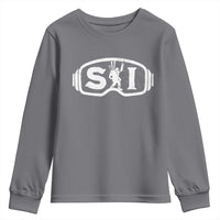 Bigfoot Skiing Youth Sweatshirt Sasquatch Goggles Skiing Snow Ski Lover Skier - Wonder Print Shop
