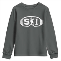 Bigfoot Skiing Youth Sweatshirt Sasquatch Goggles Skiing Snow Ski Lover Skier - Wonder Print Shop