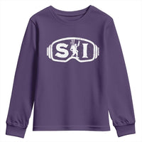 Bigfoot Skiing Youth Sweatshirt Sasquatch Goggles Skiing Snow Ski Lover Skier - Wonder Print Shop