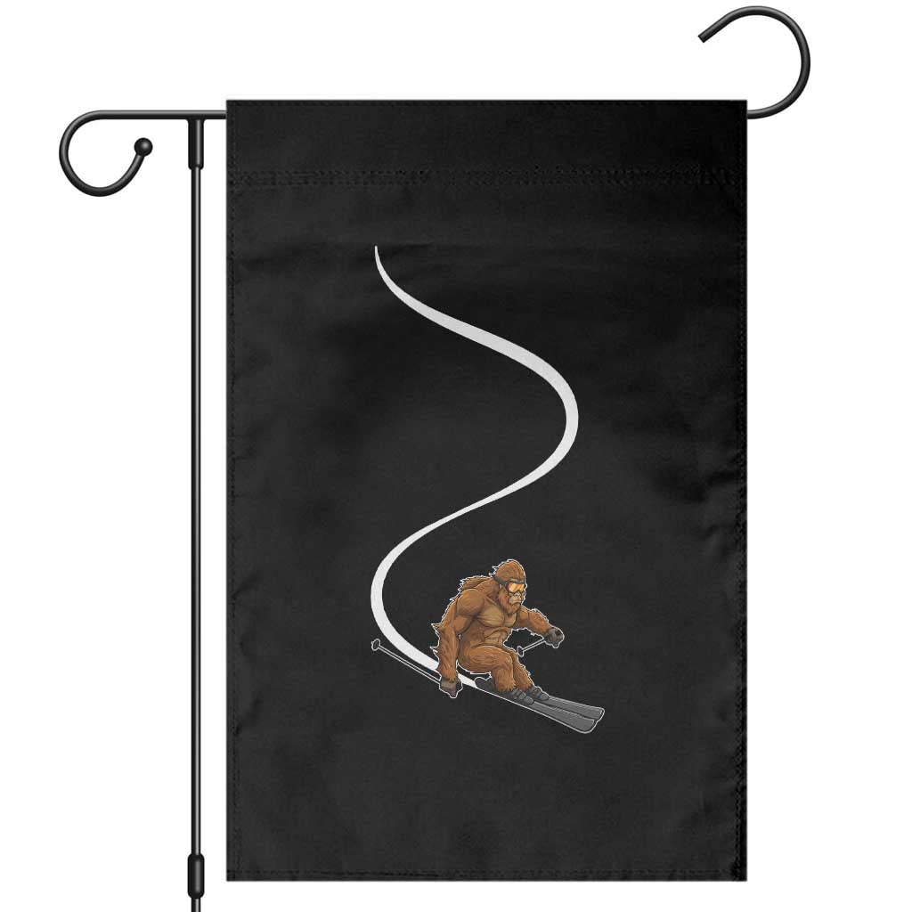 Bigfoot Skiing Garden Flag Funny Sasquatch Ski Lover Mountain Skier Winter Sports - Wonder Print Shop