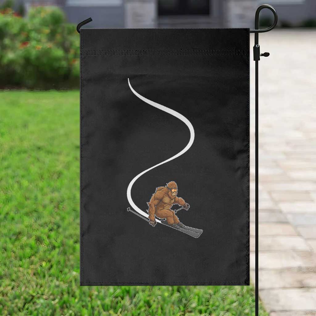 Bigfoot Skiing Garden Flag Funny Sasquatch Ski Lover Mountain Skier Winter Sports - Wonder Print Shop