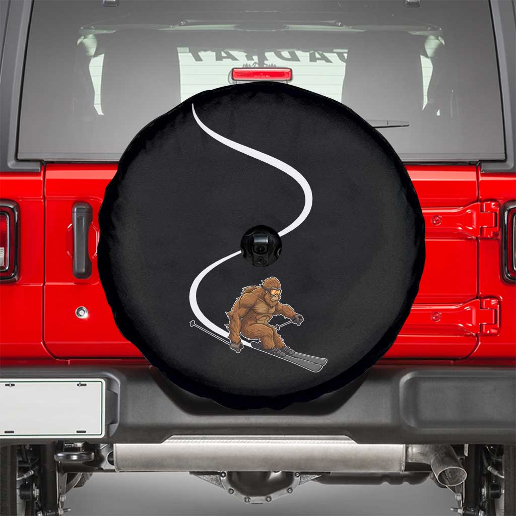 Bigfoot Skiing Spare Tire Cover Funny Sasquatch Ski Lover Mountain Skier Winter Sports - Wonder Print Shop