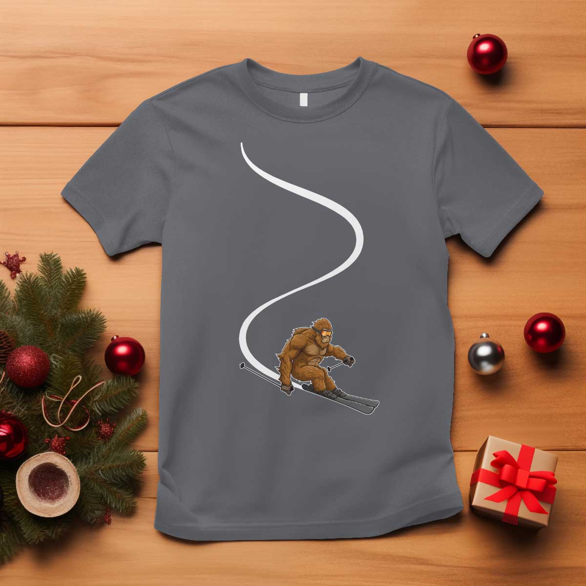 Bigfoot Skiing T Shirt Funny Sasquatch Ski Lover Mountain Skier Winter Sports - Wonder Print Shop