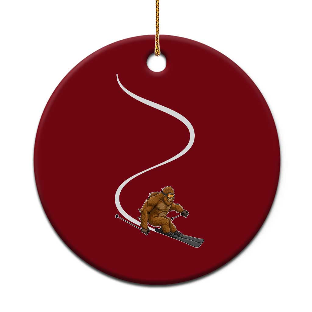 Bigfoot Skiing Ceramic Ornament Funny Sasquatch Ski Lover Mountain Skier Winter Sports - Wonder Print Shop