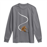 Bigfoot Skiing Long Sleeve Shirt Funny Sasquatch Ski Lover Mountain Skier Winter Sports - Wonder Print Shop