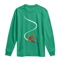 Bigfoot Skiing Long Sleeve Shirt Funny Sasquatch Ski Lover Mountain Skier Winter Sports - Wonder Print Shop
