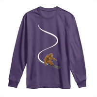 Bigfoot Skiing Long Sleeve Shirt Funny Sasquatch Ski Lover Mountain Skier Winter Sports - Wonder Print Shop