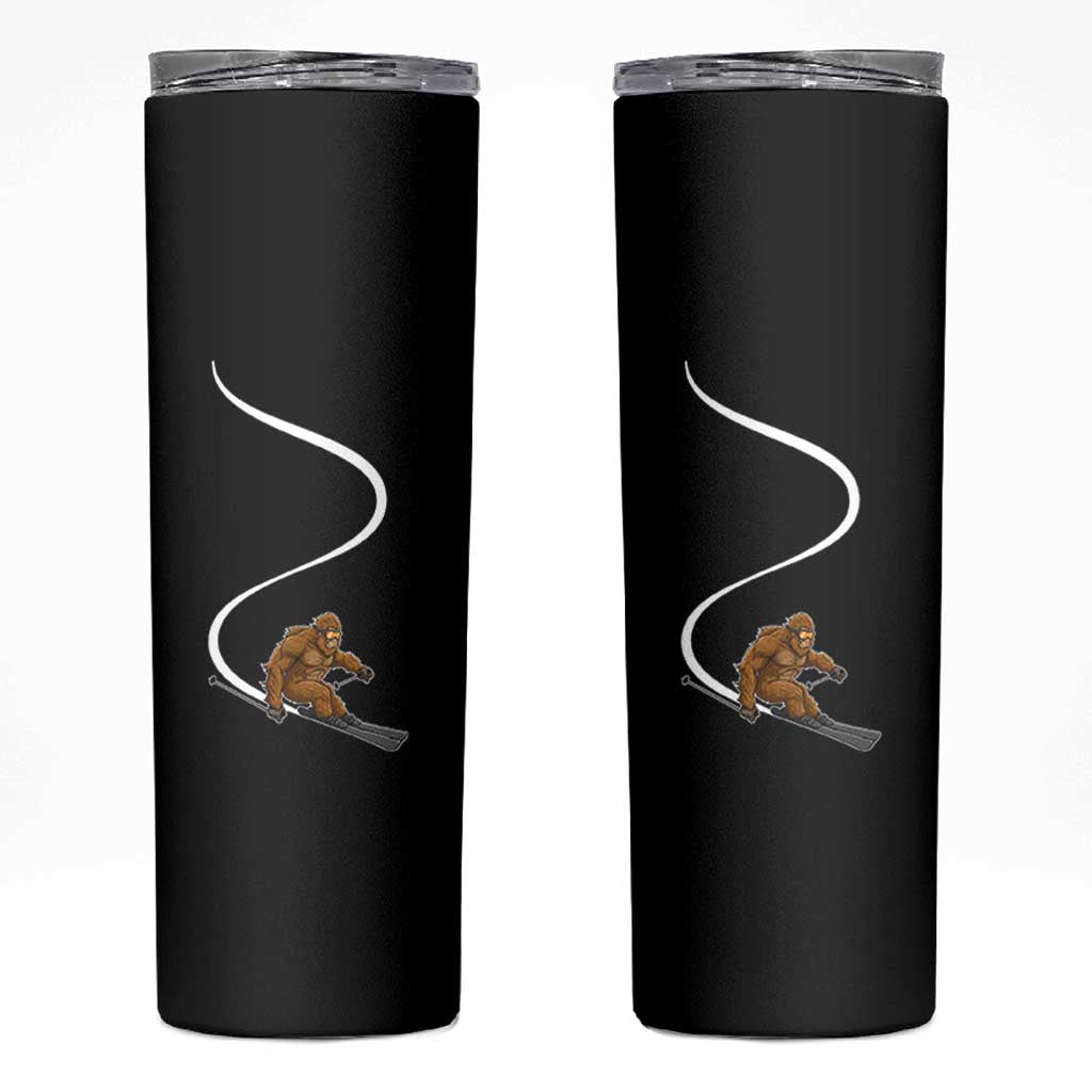 Bigfoot Skiing Skinny Tumbler Funny Sasquatch Ski Lover Mountain Skier Winter Sports - Wonder Print Shop