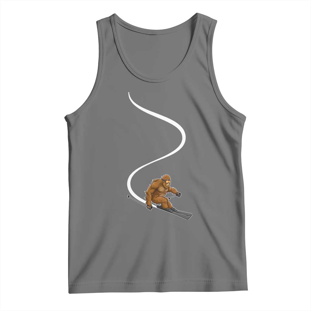 Bigfoot Skiing Tank Top Funny Sasquatch Ski Lover Mountain Skier Winter Sports - Wonder Print Shop