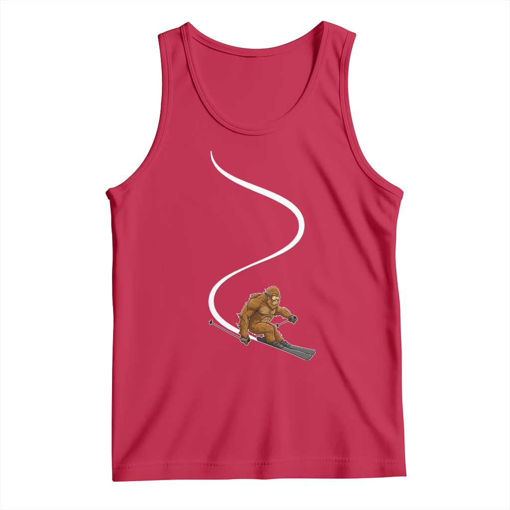 Bigfoot Skiing Tank Top Funny Sasquatch Ski Lover Mountain Skier Winter Sports - Wonder Print Shop