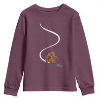 Bigfoot Skiing Youth Sweatshirt Funny Sasquatch Ski Lover Mountain Skier Winter Sports - Wonder Print Shop