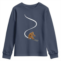 Bigfoot Skiing Youth Sweatshirt Funny Sasquatch Ski Lover Mountain Skier Winter Sports - Wonder Print Shop